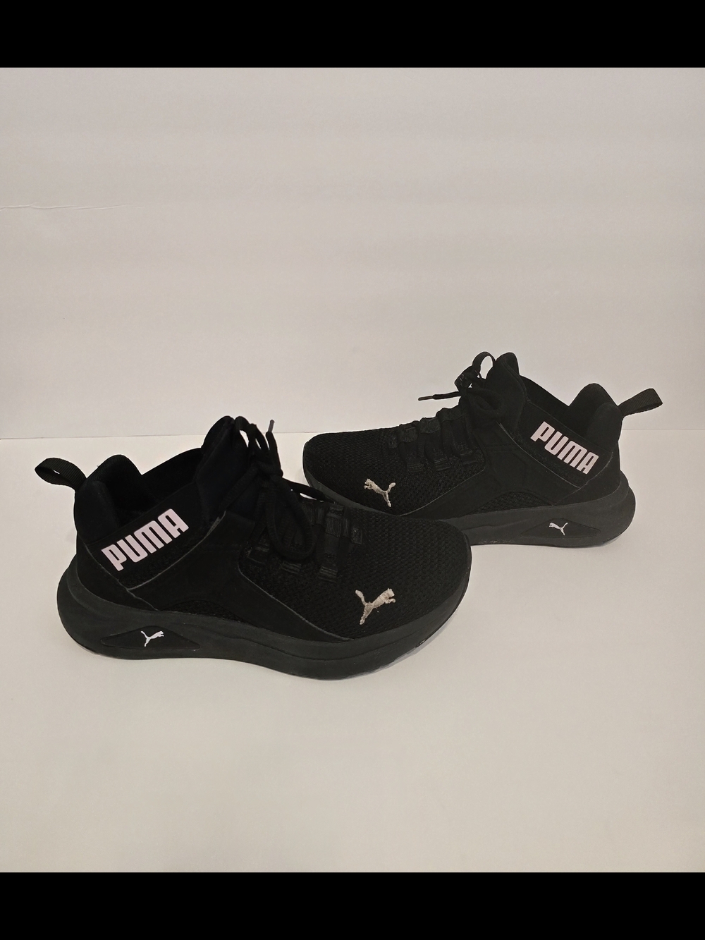 Puma Black Sneakers with Pink Branding